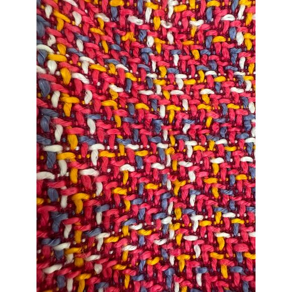 Violet B Womens Jacket Small White Hopsack Fringe Multi Crochet Hook Eye Closure - Picture 8 of 8